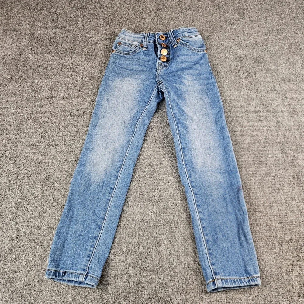 7 For All Mankind Girls‎ Ankle Skinny Jeans Medium Wash Button Fly Size 7